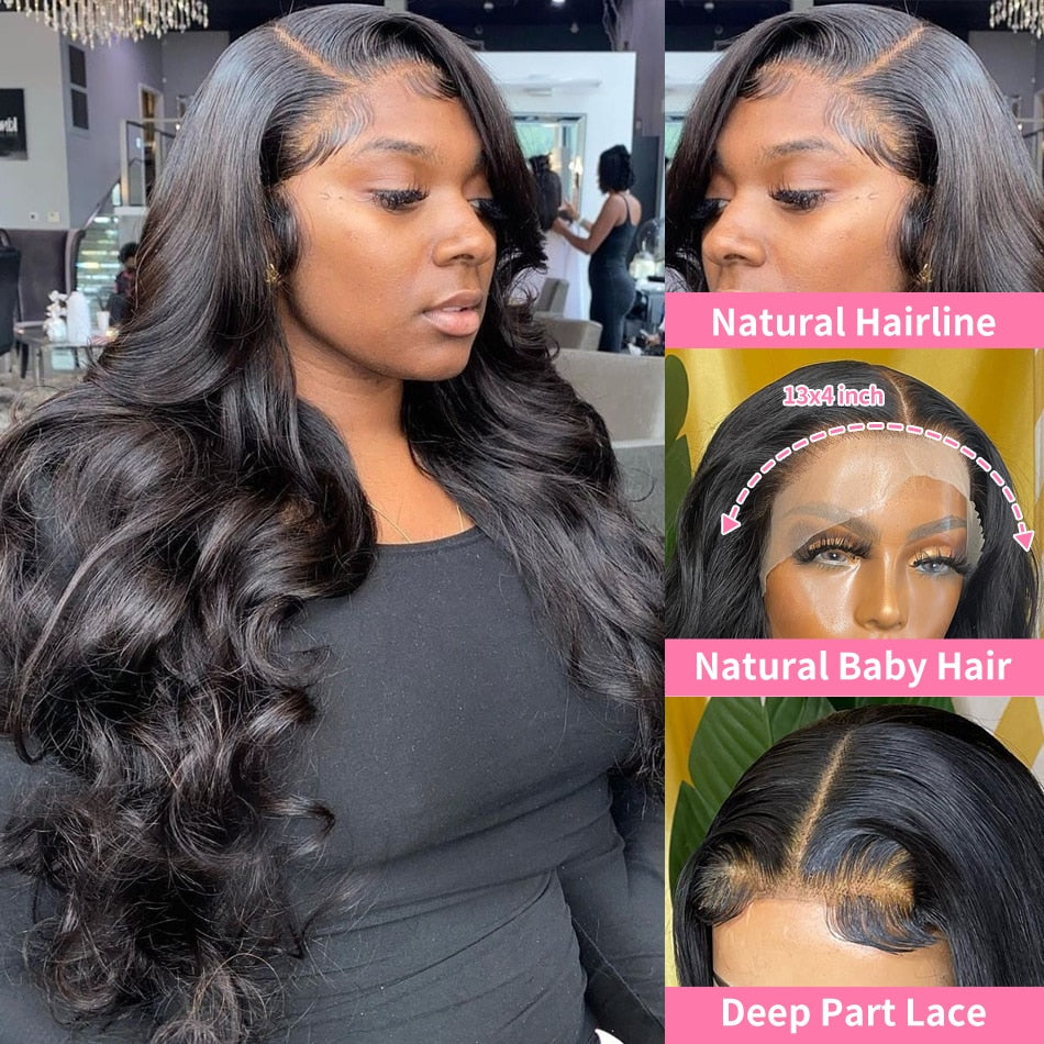 Lace Wig 13x6 Human Hair For Black Women 30 Inch Pre Plucked Brazilian Hair  Body Wave Lace Front