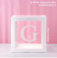 Alphabet Name Transparent Packing Box Birthday Balloon Box Wedding 1st Birthday Party Decor Kids Latex Balloon Baby shower Girl