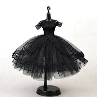 Dress Up Doll Dress Evening Party Prom Dress Lace Dolls Clothes Mini Black Tutu Dotted Doll Princess Dress Doll Accessories