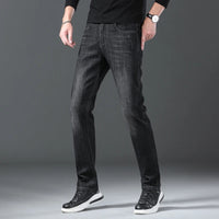 Jeans men straight tube loose 2024 autumn new item business elastic men's versatile casual pants trendy brand long pants men