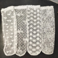 Lolita Skirt Base Socks White Lace Thin Ruffle Long Knee-high Sock for Kids Baby Princess Style Heart Bow Pattern Mesh Stockings