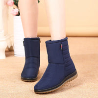 Winter Shoes Women Waterproof Snow Boots Warm Plush Ladies Ankle Booties Flat Non-slip Black Blue Red Big Size 42