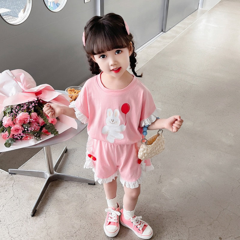 Baby Girls Clothing Sets Summer Children T Shirt Shorts 2 Pieces Suit