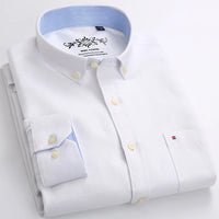 Classic fit cotton Full Casual shirts for men solid color long-sleeve plain shirt single pocket top soft slim fit formal clothes