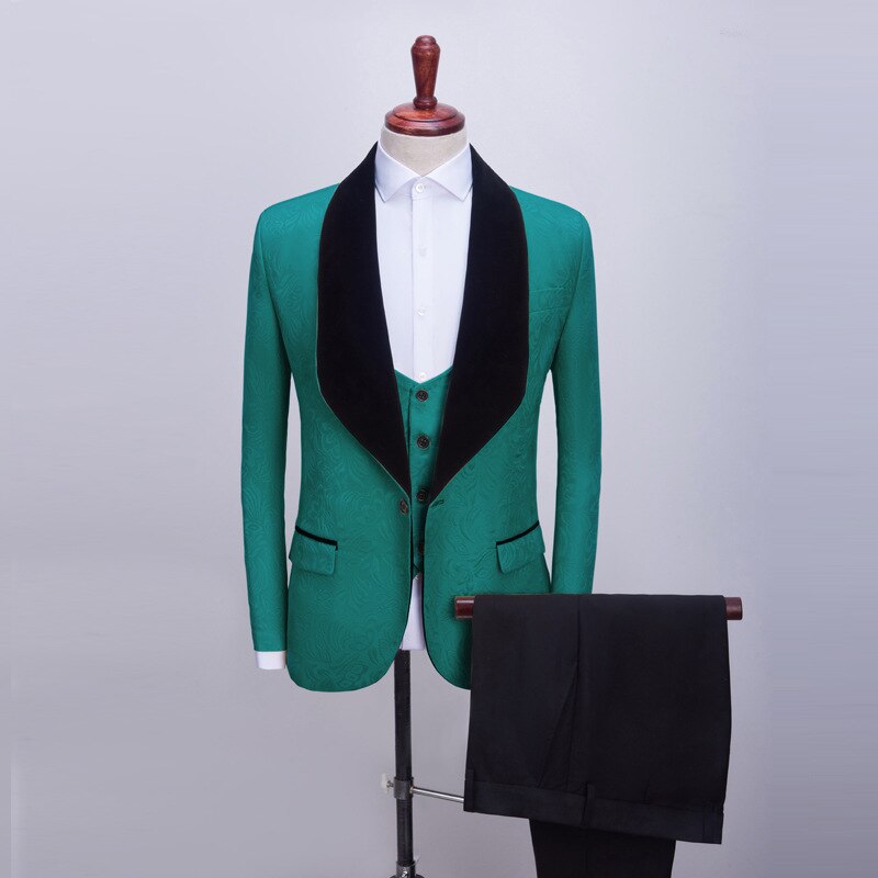 2022 New Men&#39;s Casual Boutique Business Big Black Collar Suit