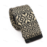 Novelty Chic Knitted Ties For Men Women Red Green Grey Woven Necktie Plaid Geometric Pattern Skinny Slim Narrow Winter Cravat
