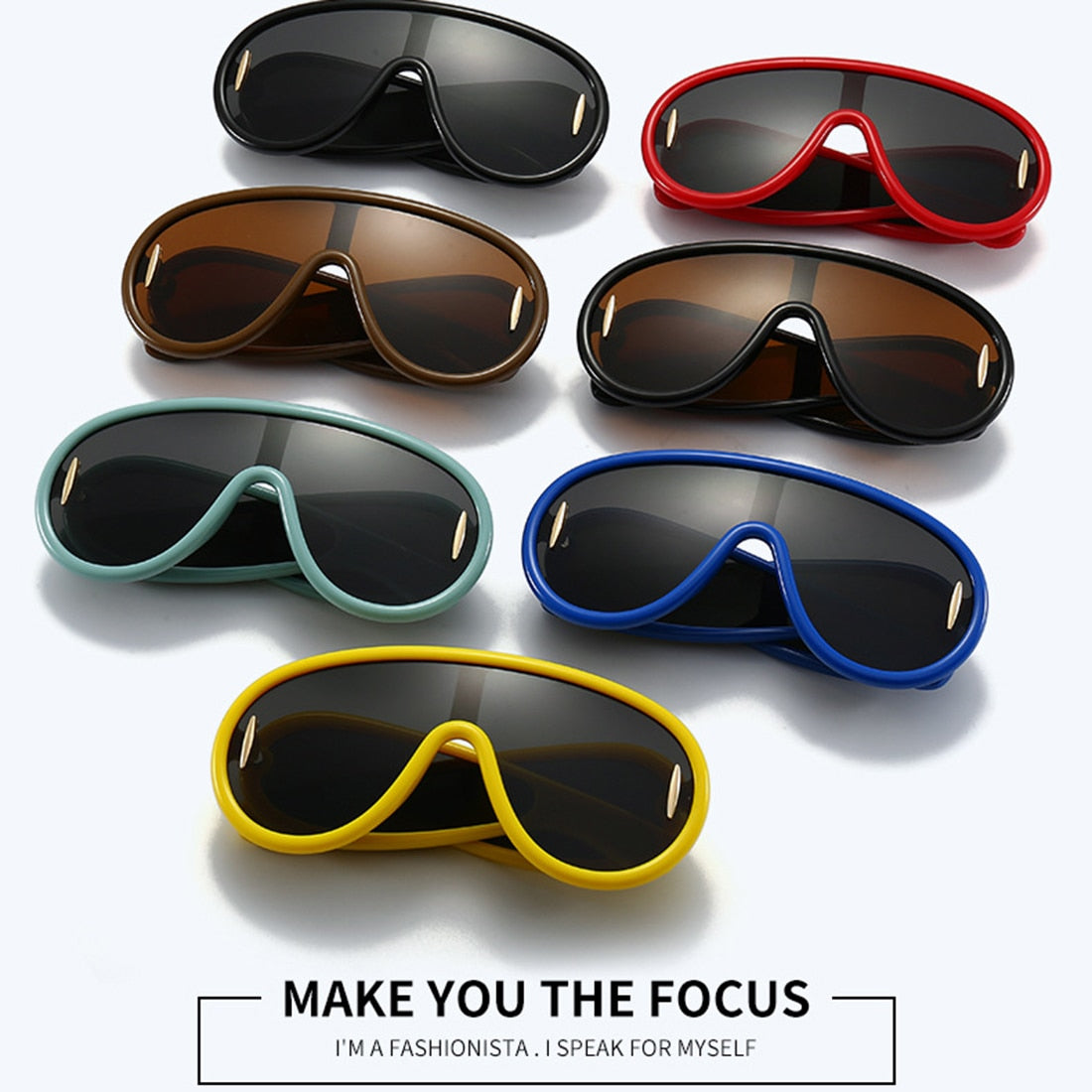 2023 New Fashion One Piece Big Frame Goggles Oversized Oval Sunglasses Women Men Trendy Hip Hop Sun Glasses