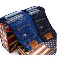 JEAN New Business Men's Jeans Casual Straight Stretch Fashion Classic Blue Black Work Denim Trousers Male Brand Clothing
