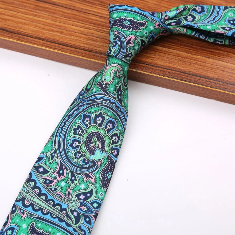 New 8CM Printing Ties For Men Necktie Paisley Floral Designer Scarf Tie For Groom Business Wedding Party