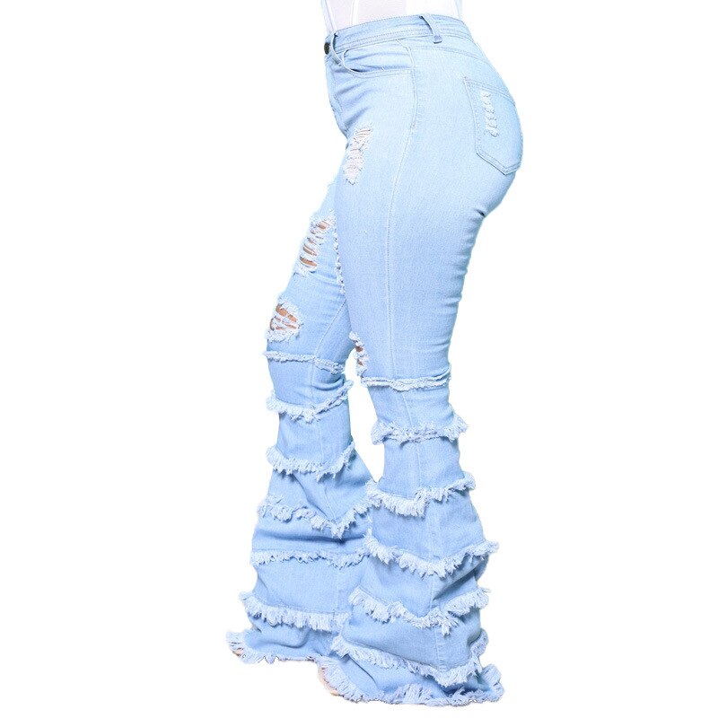 Skinny Jeans Women High Waist Stretch Ripped Denim Pants Hip Fit Leggings Slim Elastic Mom Jean Casual Comfy Trousers