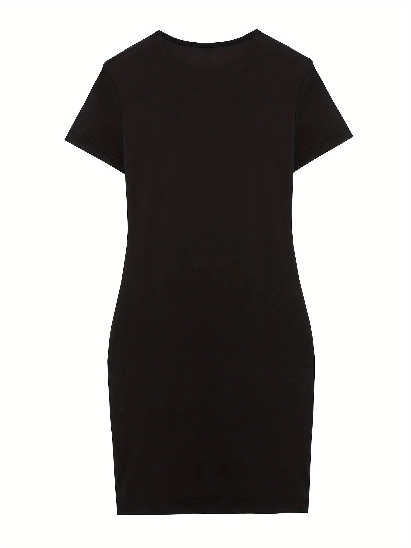 Summer women's bee bow pattern printed casual bag buttocks slim fit short sleeved round neck T-shirt mini dress