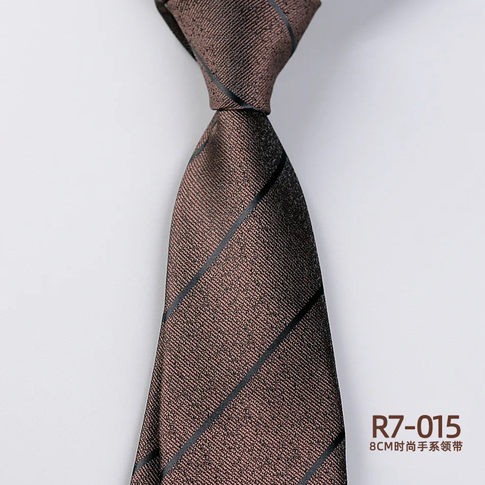 Men's Fashion Silk Tie 8cm Striped Novelty Necktie Blue Green Orange Color Ties For Men Floral Party Ties Wedding Business Gift