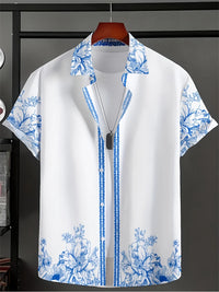 Men's Lapel Button Down Shirt T-Shirt New Floral Print Hawaii Beach Vacation Short Sleeve Breathable Fashion Men's Shirt Tops