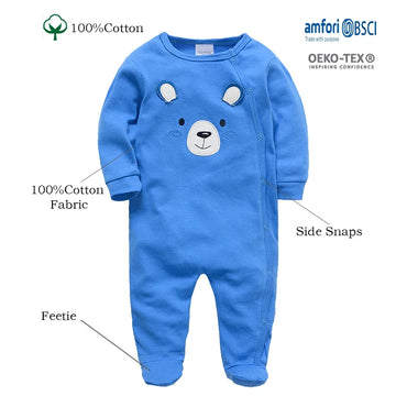 KAVKAS 1/2/3 Pcs Baby Boys Rompers Cartoon Print Overalls Cotton Infant Clothing Kids Jumpsuit Newborn Pajimas 0-3 Months