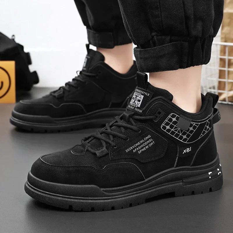 2024 Autumn High-top Work Boots Trend Men's All-match Non-slip Platform Boots Outdoor Comfortable Hiking Shoes Botas Masculino