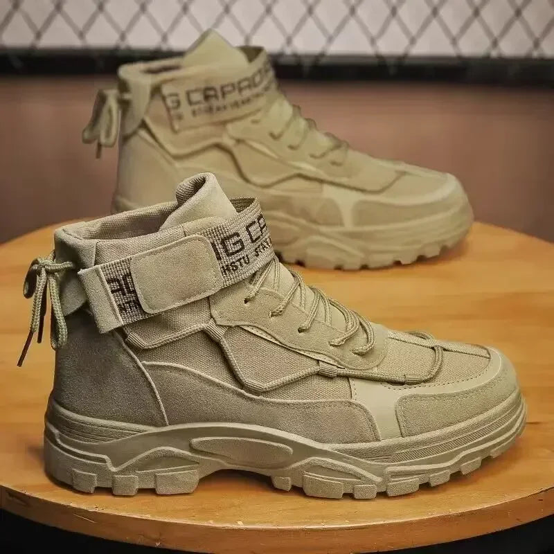 Men's Platform Boots Fashion Desert Boots New Comfortable Non-slip Hiking Shoe High Top All-match Work Boots Bota Masculina