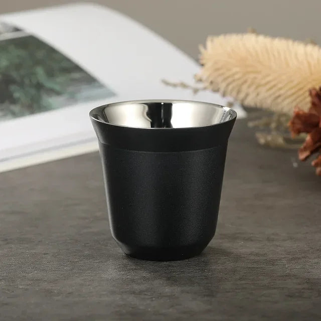 80ml Espresso Cup Small Wine Cup Stainless Steel Double Wall Insulated Coffee Cup Insulated Capsule Cup Beverage Cup Tea Cup