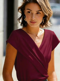 2026 Summer New Style for Women, Slim, Comfortable and Versatile Cross V-neck Short-sleeved Tops for Women