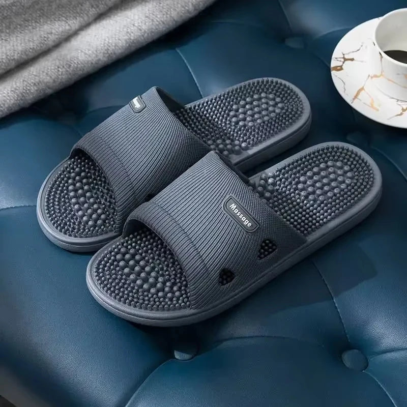 Summer Non Slip Solid Color Slippers for Men PVC material  Massage Comfortable Durable Bathroom Shoes Cool Pool