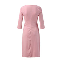 Summer Casual Dresses Woman Party Night Three Quarter Sleeves Midi Dress Pleated Tie Waist Plus Size Office Lady Business Dress