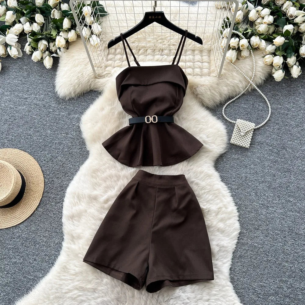 Mini Skirt Set Women Two Piece Sets Polo Collar Shorts Shirt Tops Dress Sets Casual Y2k Streetwear Pleated Shorts 2026 Elegant