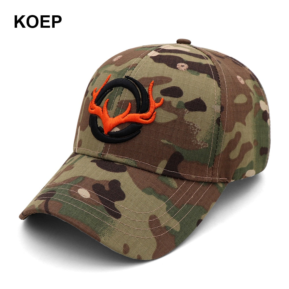 KOEP New Camo Baseball Cap Fishing Caps Men Outdoor Hunting Camouflage Jungle Hat 3D Deer Head Hiking Casquette Hats