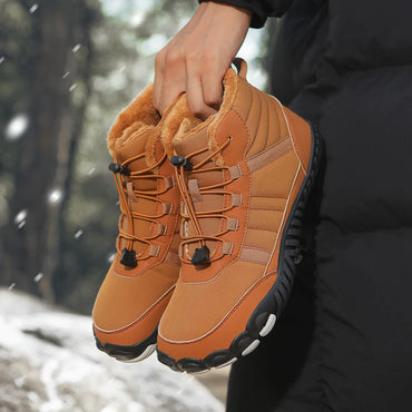 Winter Men Women Boots Leather Waterproof Anti-slip Wear-resistant Casual Outdoor Climbing Sneakers Warm Slip On Ankle Shoes