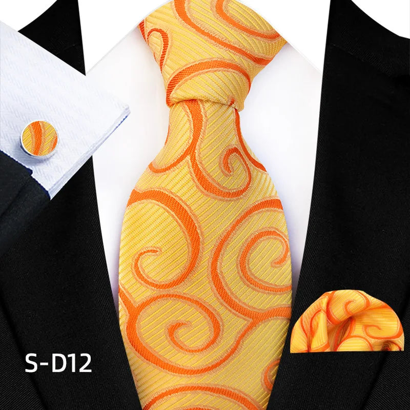 Flower Dot Ties For Men Luxury 8cm Wide Floral Wed Necktie Pocket Square Cufflinks Set Fashion For Men Party Wedding Gift