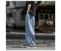 Men's Jeans Hip Hop Streetwear Skateboard Neutral Denim Trousers Men Jeans Wide Leg Denim Cargo Jean Pants Loose Straight Baggy