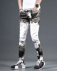 Jeans for Men Trousers White Skinny Slim Fit Man Cowboy Pants Tight Pipe Designer Stacked Japanese Street Style Aesthetic Goth