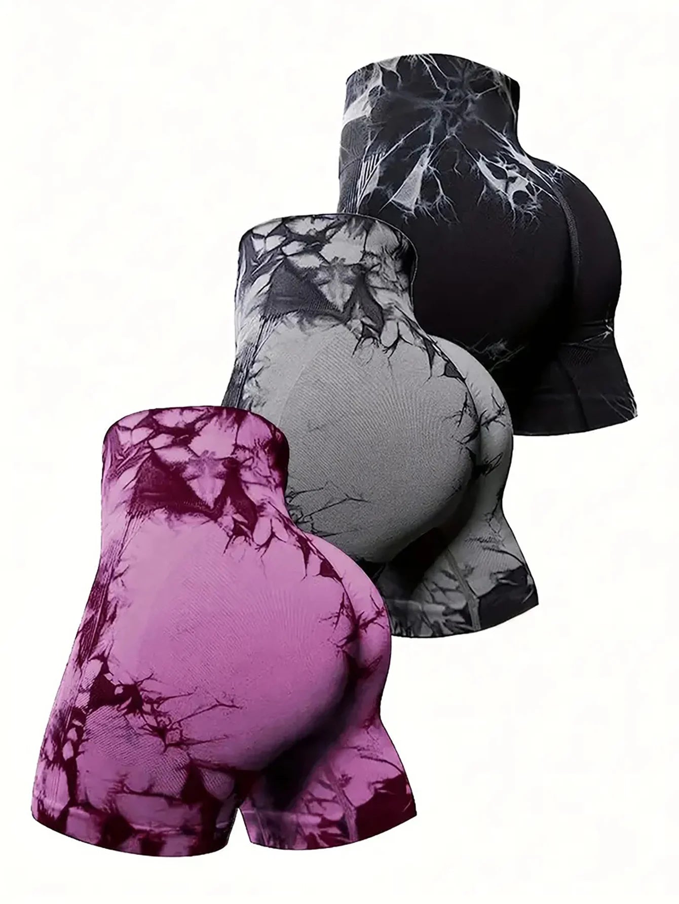 Women's high stretch fitness pants tight fitting cycling exercise yoga shorts breathable high waisted shorts 3-piece set