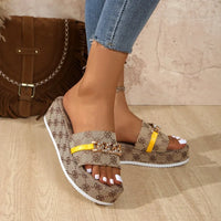 Women Platform Slippers Designer Flat Sandals Outdoor Floral Slippers Ladies 2025 New Summer Women Shoes Beach Slides Women