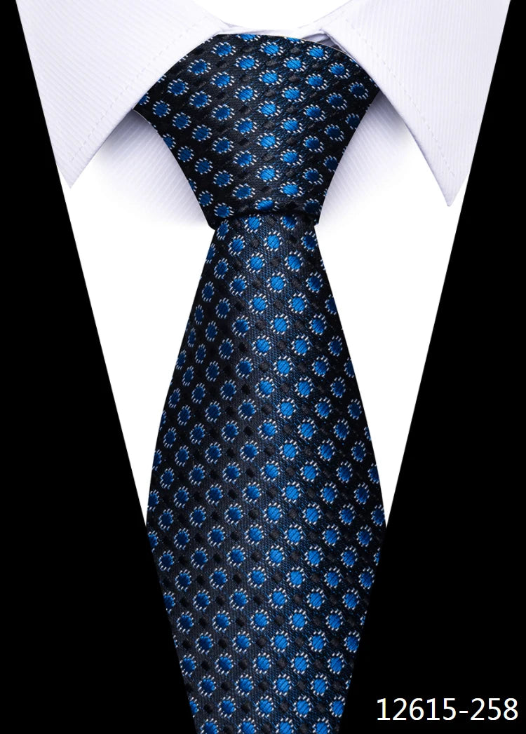 Newest Style 8 cm Necktie Man Blue Golden Striped Wedding Accessories Performance Tie Men Necktie Gravatas Fit Business