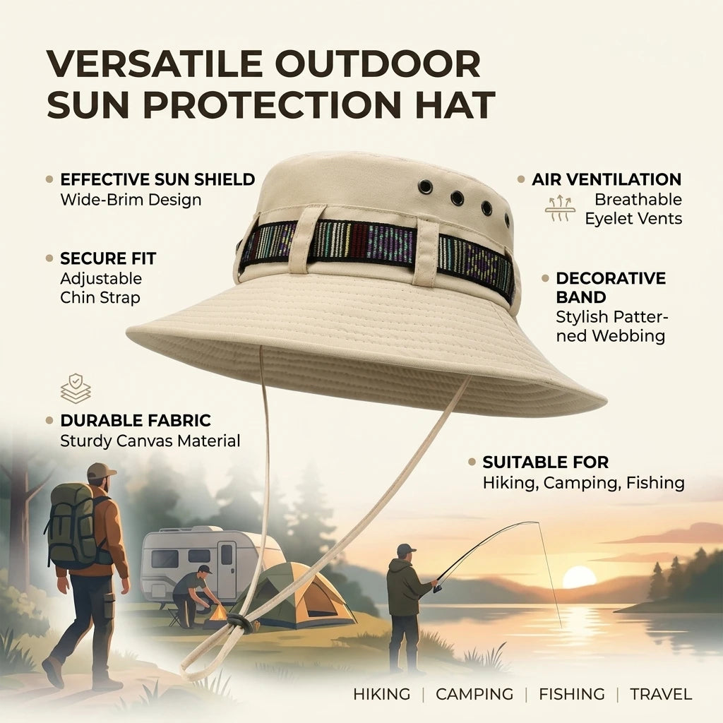 Four Seasons Bucket Hat Sun-Protection Hat for Outdoor Activities UPF50+ Wide Brim Adjustable Fishing Cap for Men and Women