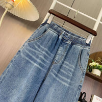 Autumn Winter 2025 Denim Jeans For Women High Waist Blue Color Wide Leg Loose Denim Pants Trousers High Street Women's Jeans