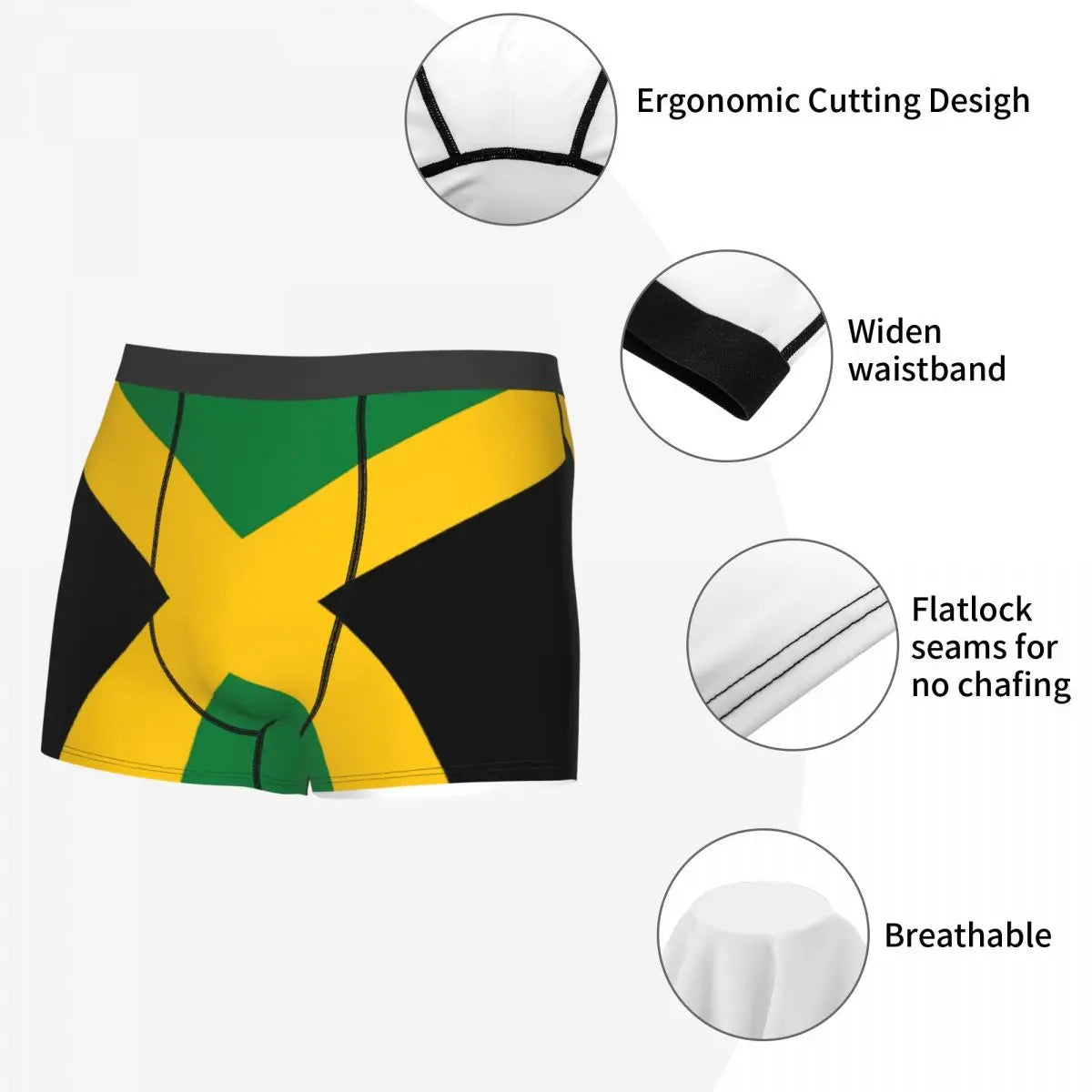 Male Novelty Jamaican Flag Underwear Patriotism Boxer Briefs Soft Shorts Panties Underpants