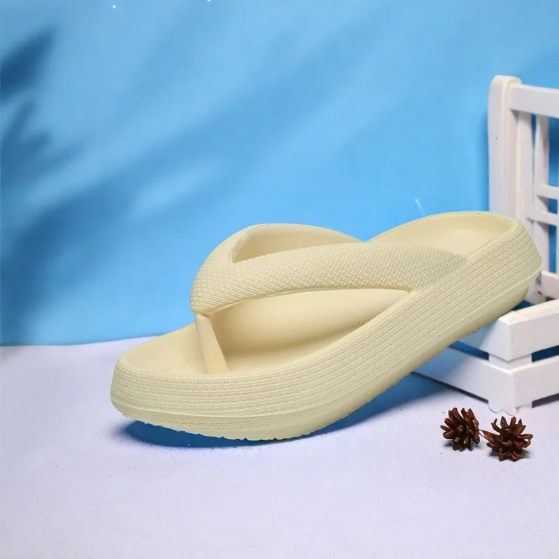 Ladies Lightweight Solid Color Sandals - Casual Indoor/Outdoor Couples Flip Flops, Comfortable Slip-On Beach Footwear