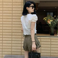 Denim Shorts Women Distressed High Waist Vintage Summer Korean Style Fashion All-match Basic Tender Casual Шорты Женские Летние