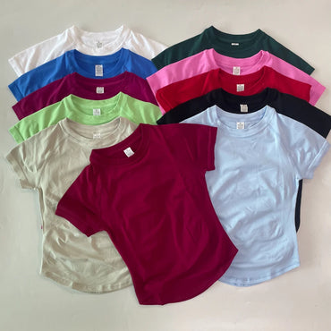 Longline Short Sleeve Top For Women Gym Crop Top Light Weight Yoga Top Shirt Stretchy Workout Clothes Running Sports Shirts