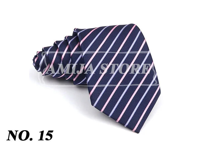 New Striped Tie Men's 8cm Ties Business New Year Gift Classical Necktie Office Accessories Men Costume Daily Wear Wedding Party