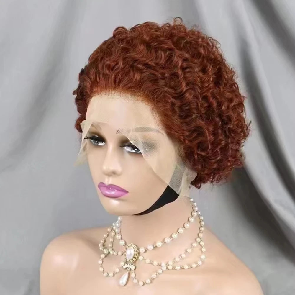 Pixie Curls 100% Human Hair 13x4 Lace Frontal Wigs Pixie Cut Short Bob Human Hair Wig Transparent Lace Front Human Hair Wig