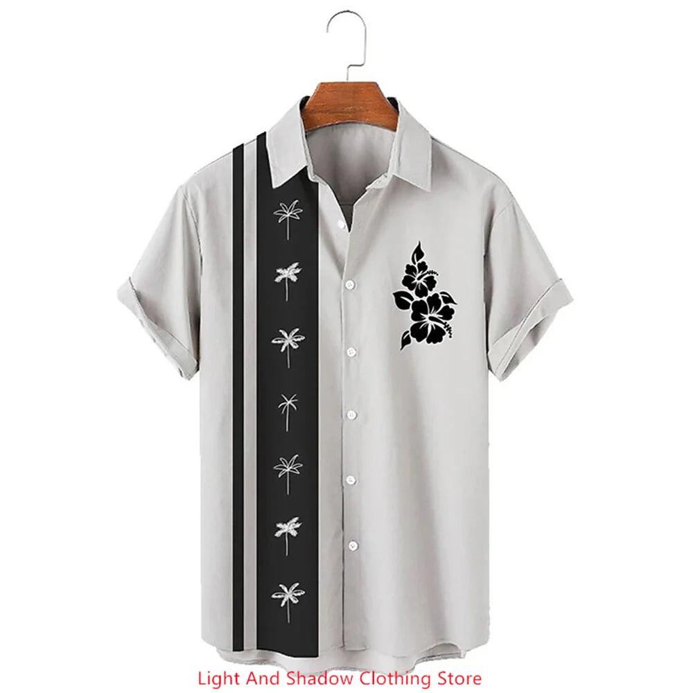 Men's button up shirt short sleeved sports fashion streetwear outdoor casual daily summer spring collar printed button up shirt
