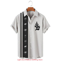 Men's button up shirt short sleeved sports fashion streetwear outdoor casual daily summer spring collar printed button up shirt