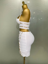 2025 New Arrival High Quality Women Sexy Bandage Tops Fashion Pencil Skirts Set Nightclub Party Celebrate Women's Set