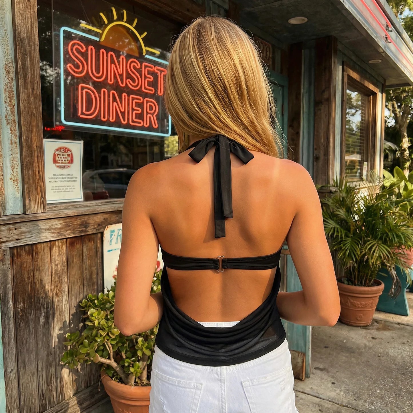 Women Tank Tops and Layered Bandeau Set Solid Color Metal Circle Cowl Neck Casual Vests Summer Sleeveless T-Shirts Streetwear