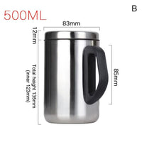 ★★★Stainless Steel Double-layer Mug With Lid, Office Insulated Insulated Mug With Handle