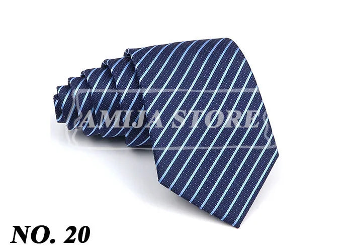New Striped Tie Men's 8cm Ties Business New Year Gift Classical Necktie Office Accessories Men Costume Daily Wear Wedding Party