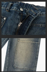 Men's Jeans Spring And Autumn Fashion Straight Tube Loose Washed Casual American Retro Original Color Wide Rivet Logging Pants