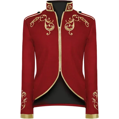 British Style Men Embroidered Flower Suit White / Blue / Red Male Wedding Dance Party Coat Singer Stage Performance Dress Blazer