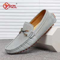 YRZL Men Loafers Casual Slip on Shoes Soft Hollow Leather Lightweight Loafers Man Breathable Comfortable Driving Shoes for Men